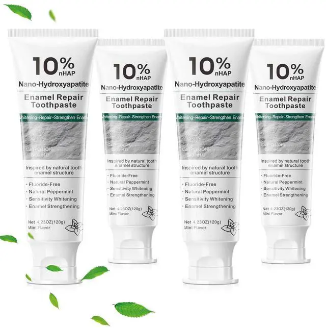 Main image of 10% Hydroxyapatite Toothpaste, Nano Hydroxyapatite Toothpaste, Fluoride Free Toothpaste for Sensitive Teeth, Helps Rebuild Enamel, Remineralizing Toothpaste for Daily Use, 4 Pack