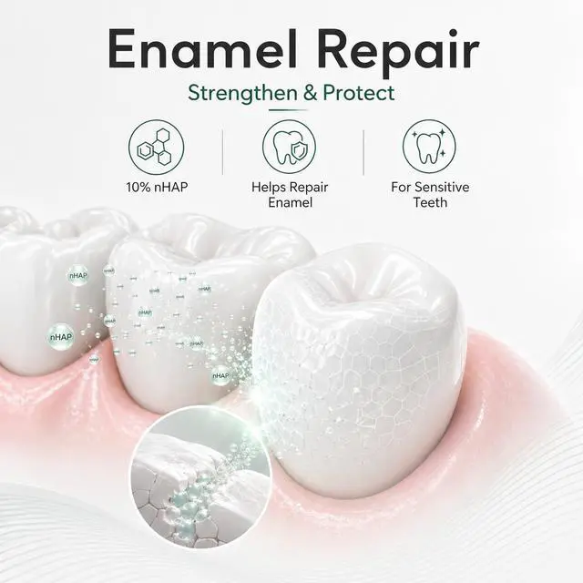 Alt view image 3 of 7 - 10% Hydroxyapatite Toothpaste, Nano Hydroxyapatite Toothpaste, Fluoride Free Toothpaste for Sensitive Teeth, Helps Rebuild Enamel, Remineralizing Toothpaste for Daily Use, 4 Pack