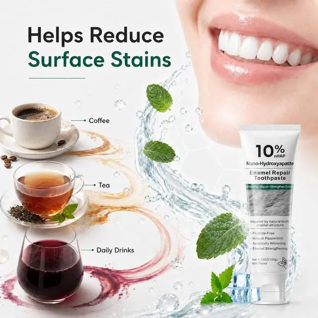 Alt view image 5 of 7 - 10% Hydroxyapatite Toothpaste, Nano Hydroxyapatite Toothpaste, Fluoride Free Toothpaste for Sensitive Teeth, Helps Rebuild Enamel, Remineralizing Toothpaste for Daily Use, 4 Pack