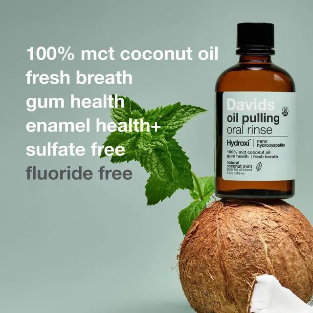 Alt view image 4 of 7 - Nano Hydroxyapatite Oil Pulling Mouthwash MCT Coconut Oil Mint 9 oz | Peppermint, Spearmint, Anise & Wintergreen Oils | Deep Oral Clean | Fresh Breath