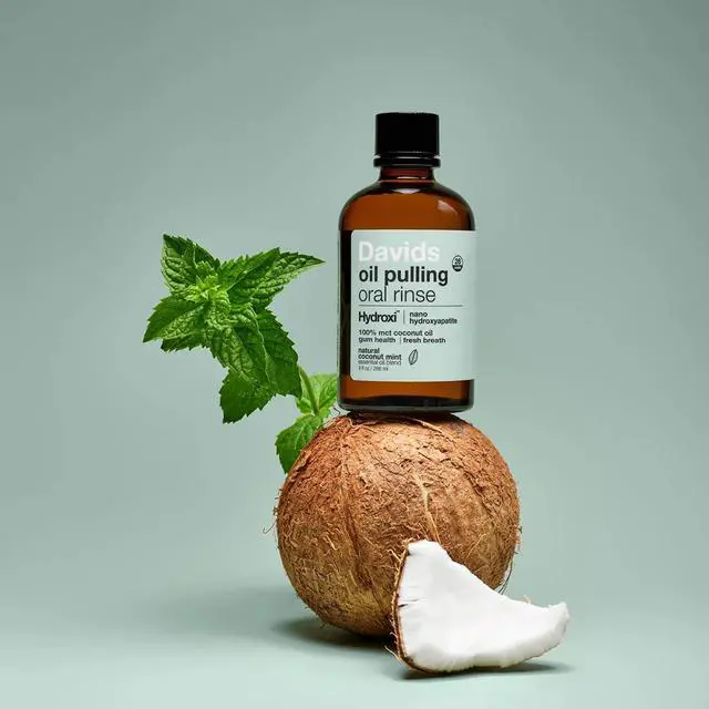 Alt view image 7 of 7 - Nano Hydroxyapatite Oil Pulling Mouthwash MCT Coconut Oil Mint 9 oz | Peppermint, Spearmint, Anise & Wintergreen Oils | Deep Oral Clean | Fresh Breath