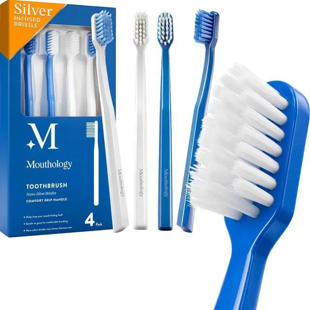 Main image of 4 Pack Toothbrush - Nano Silver Ultra Soft Bristles for Adults, Extra Soft Manual Toothbrushes for Sensitive Gums, Micro Nano Bristle Tooth Brush Set