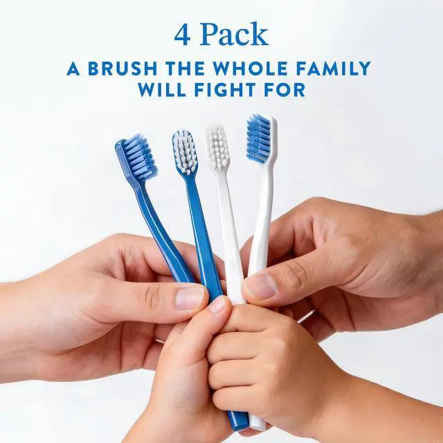 Alt view image 2 of 7 - 4 Pack Toothbrush - Nano Silver Ultra Soft Bristles for Adults, Extra Soft Manual Toothbrushes for Sensitive Gums, Micro Nano Bristle Tooth Brush Set