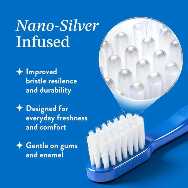 Alt view image 5 of 7 - 4 Pack Toothbrush - Nano Silver Ultra Soft Bristles for Adults, Extra Soft Manual Toothbrushes for Sensitive Gums, Micro Nano Bristle Tooth Brush Set