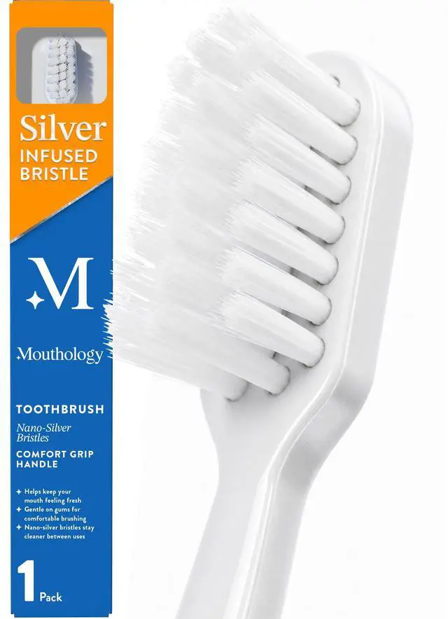 Main image of Nano Silver Ultra Soft Toothbrush Adults - Manual Extra Tooth Brush Sensitive Gums Teeth - White Handle Bristles