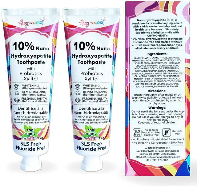Main image of 10% Nano Hydroxyapatite Toothpaste, Fluoride Free, Mint, 2-Pack | Enamel care, gentle for sensitive teeth, surface-stain whitening, xylitol, SLS-free, low-foam formula