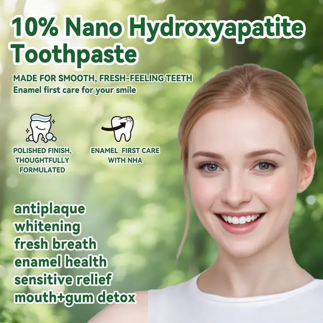 Alt view image 4 of 6 - 10% Nano Hydroxyapatite Toothpaste, Fluoride Free, Mint, 2-Pack | Enamel care, gentle for sensitive teeth, surface-stain whitening, xylitol, SLS-free, low-foam formula