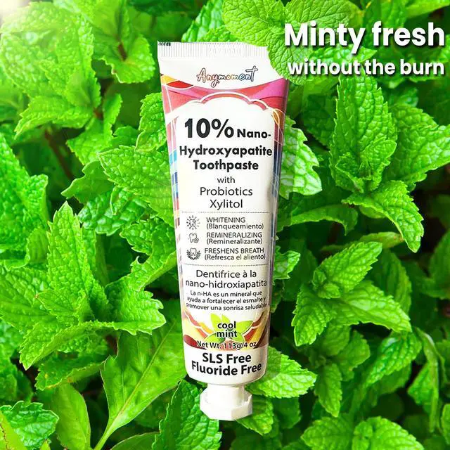 Alt view image 5 of 6 - 10% Nano Hydroxyapatite Toothpaste, Fluoride Free, Mint, 2-Pack | Enamel care, gentle for sensitive teeth, surface-stain whitening, xylitol, SLS-free, low-foam formula