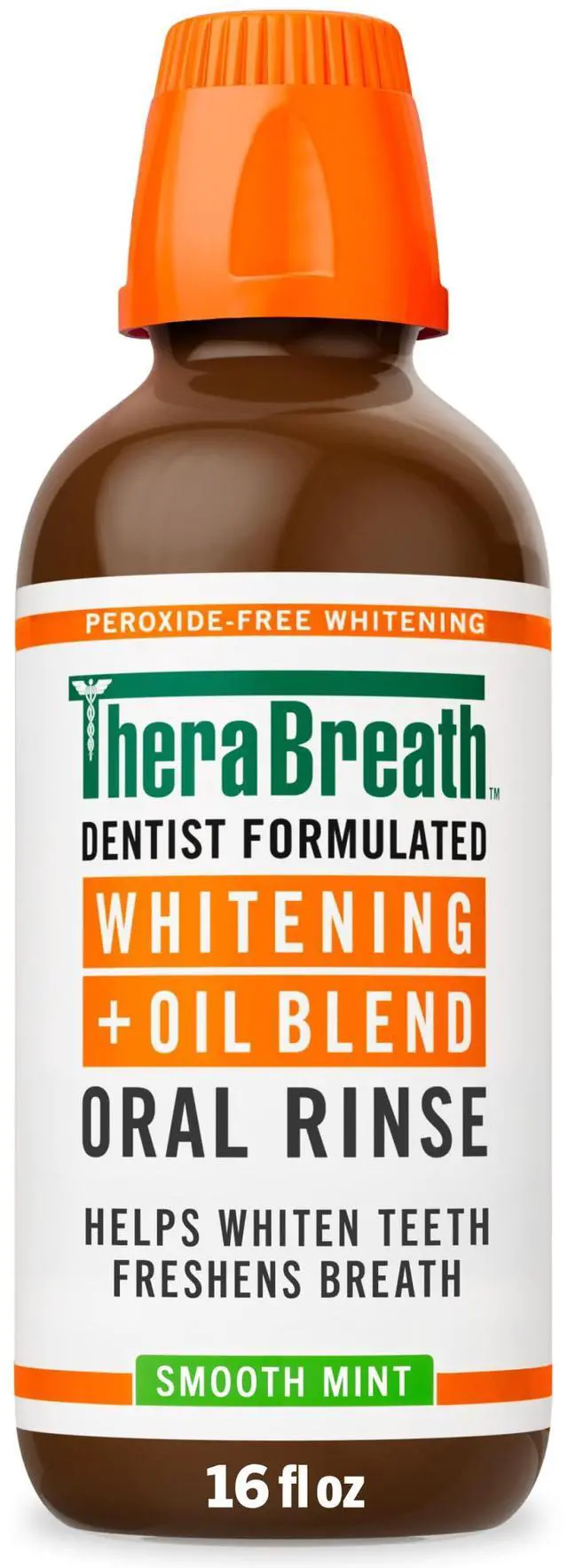 Main image of Whitening + Oil Blend Oral Rinse, Smooth Mint, 16 fl oz | Alcohol-Free, Peroxide-Free, Helps Whiten Teeth, Freshens Breath