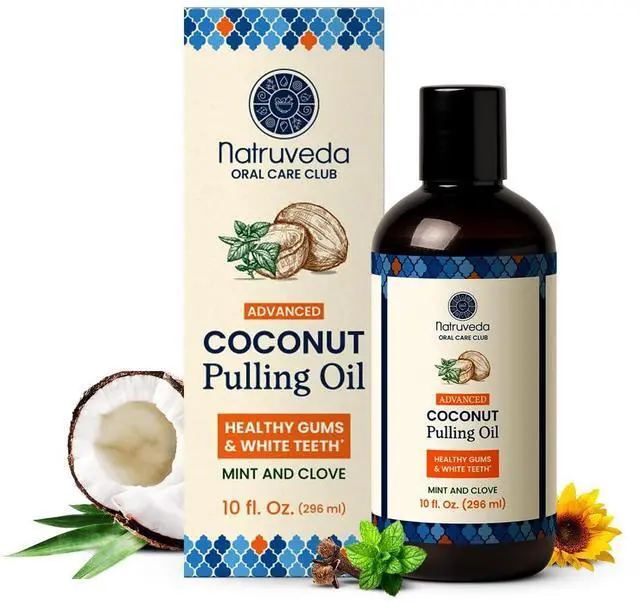 Main image of Coconut Oil Pulling Mouthwash Natural Whitening Ayurvedic Rinse | Fresh Mint Blend | Coconut Oil Pulling for Teeth & Gums | Whyte Oil Pulling | Aceite de Coco para Los Dientes -10 oz