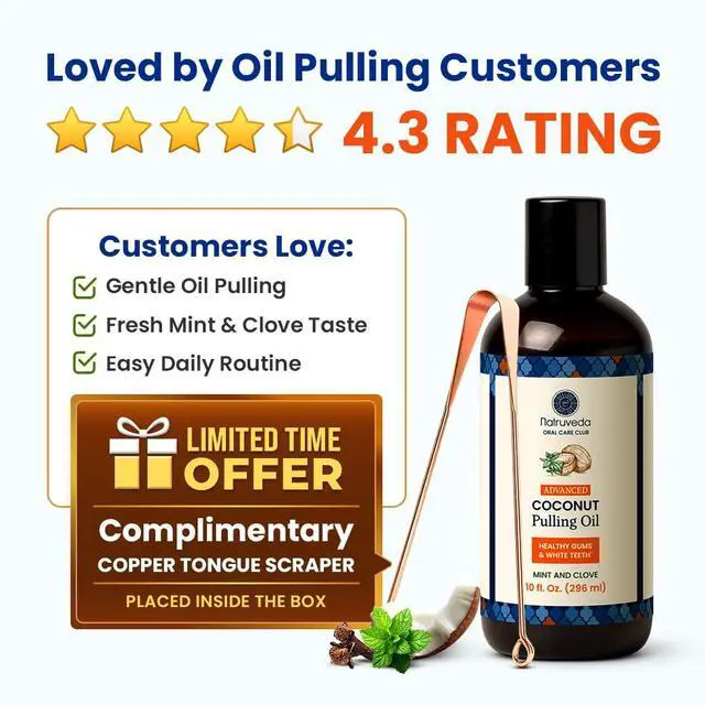 Alt view image 2 of 7 - Coconut Oil Pulling Mouthwash Natural Whitening Ayurvedic Rinse | Fresh Mint Blend | Coconut Oil Pulling for Teeth & Gums | Whyte Oil Pulling | Aceite de Coco para Los Dientes -10 oz