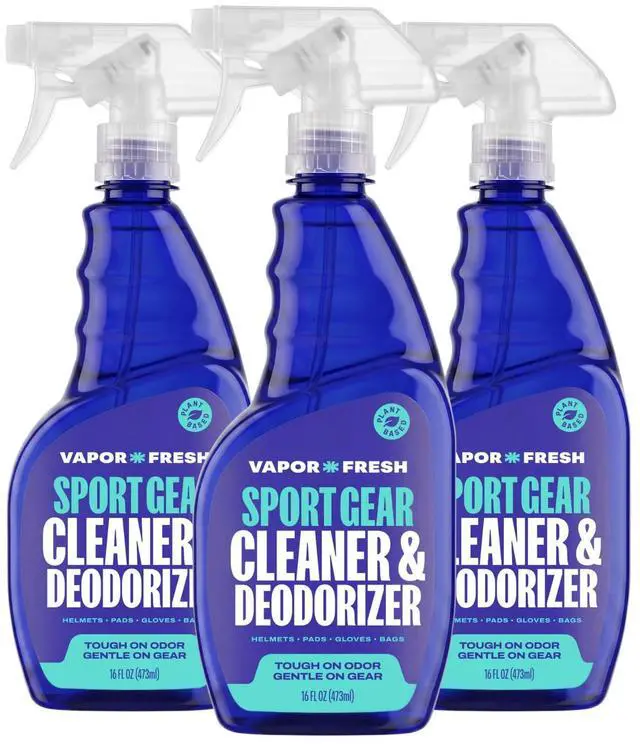 Main image of Sports Gear Cleaner and Deodorizer Spray, 16oz (3 Pack) | Sports odor eliminator, Boxing gloves, Sports pads, Helmets, Gym bags, Gym equipment