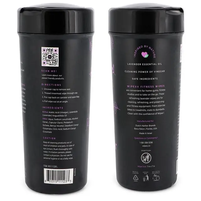 Alt view image 3 of 7 - Screen Wipes & Gym Wipes Combo Pack - 75ct Gym Equipment Canister & 24ct Individually Wrapped Fitness Touch Screen Cloths, Safe for Yoga Mats & Electronics, Lavender Scent