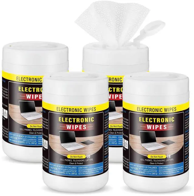 Main image of 4 Pack 240 Count Electronic Screen Cleaning Wipes,Standard Style | Screen Cleaner Wipes, Computer, Laptop, Monitor, Lens, Phone, TV Screens and Keyboard Cleaning