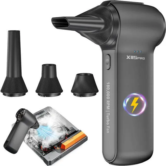 Main image of Compressed Air Duster, 180000RPM Turbo Fan Blower | Mini Rechargeable Cordless Electric Air Duster with 3 Speeds Brushless Motor for Keyboard, Gaming PC, Car & Electronics