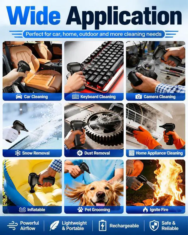 Alt view image 4 of 7 - Compressed Air Duster, 180000RPM Turbo Fan Blower | Mini Rechargeable Cordless Electric Air Duster with 3 Speeds Brushless Motor for Keyboard, Gaming PC, Car & Electronics