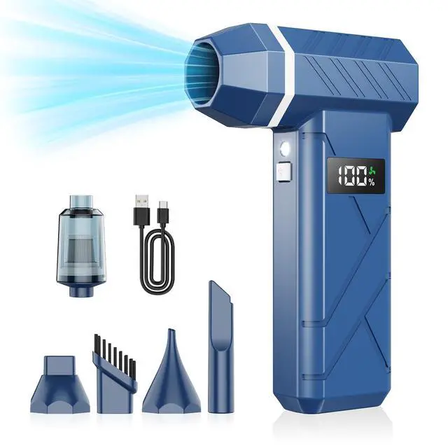 Main image of Compressed Air Duster & Vacuum 2-in-1, 140000RPM Electric Air Duster, 4-Gear Adjustable Rechargeable Cordless Dust Blower with LED Light Fast Charging for Keyboard PC Car Home Outdoor-Navy