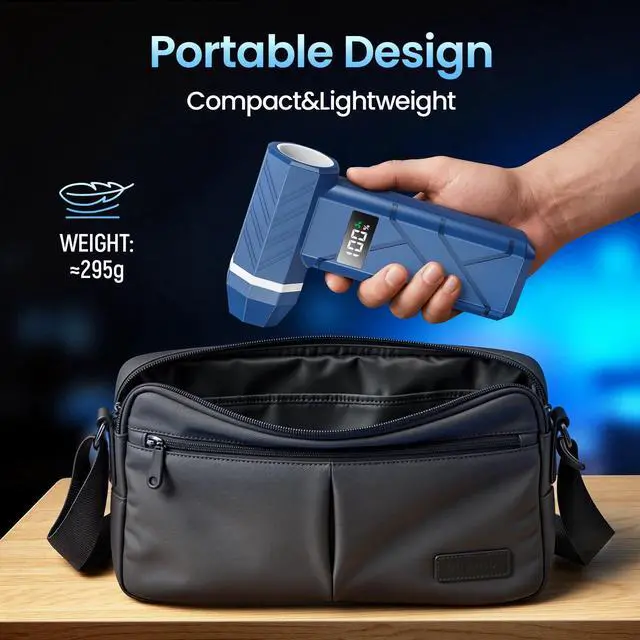 Alt view image 5 of 7 - Compressed Air Duster & Vacuum 2-in-1, 140000RPM Electric Air Duster, 4-Gear Adjustable Rechargeable Cordless Dust Blower with LED Light Fast Charging for Keyboard PC Car Home Outdoor-Navy