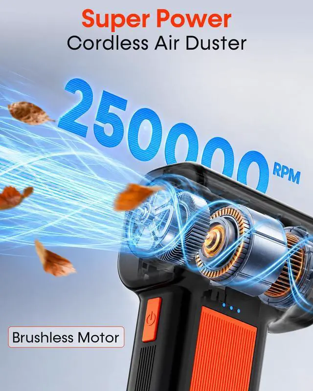 Alt view image 3 of 7 - 250000RPM Electric Air Duster for Keyboard: One Blow Clears Dust and Crumbs | Powerful & 5 Nozzles More Versatile - Fast Charging Rechargeable and Reusable Mini Blower