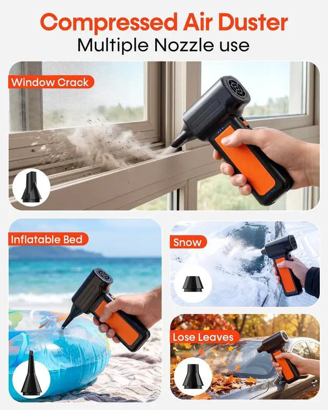 Alt view image 4 of 7 - 250000RPM Electric Air Duster for Keyboard: One Blow Clears Dust and Crumbs | Powerful & 5 Nozzles More Versatile - Fast Charging Rechargeable and Reusable Mini Blower