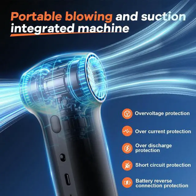 Alt view image 4 of 7 - Compressed Air Duster&Vacuum Cleaner, 2-in-1 130000RPM Cordless Air Blower