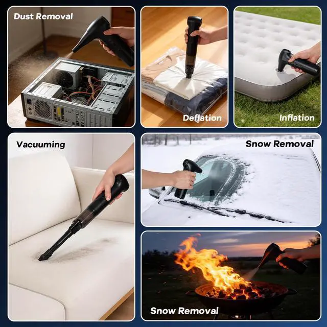 Alt view image 6 of 7 - Compressed Air Duster&Vacuum Cleaner, 2-in-1 130000RPM Cordless Air Blower