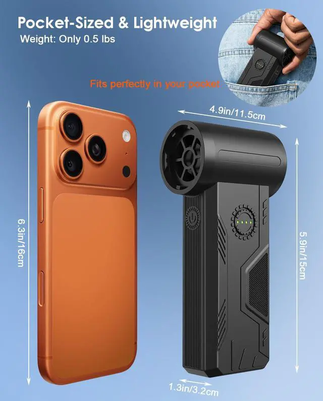 Alt view image 6 of 7 - Compressed Air Duster, 110000RPM Turbo Fan, 15W Charge, 4-Speed | Powerful Cordless Electric Duster, 5200mAH Battery, Durable Mini Blower, 4 Nozzles & 4 Brushes Clean PC/Keyboard/Car/Home