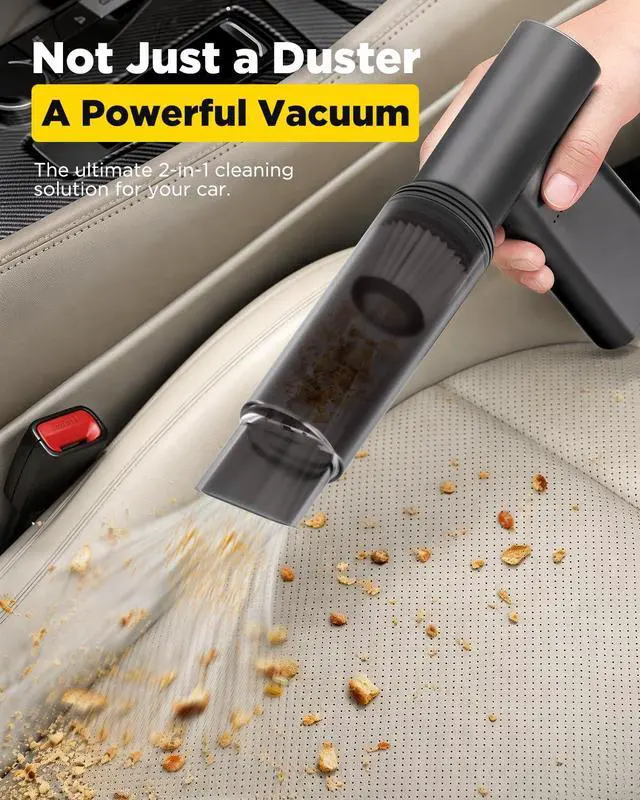 Alt view image 3 of 7 - 2-in-1 Compressed Air Duster & Car Vacuum Cordless Rechargeable, 160000RPM Electric Air Duster, Aluminum Mini Vacuum Keyboard Cleaner for PC, Computer, Home, Outdoor & Car Detailing (Night)