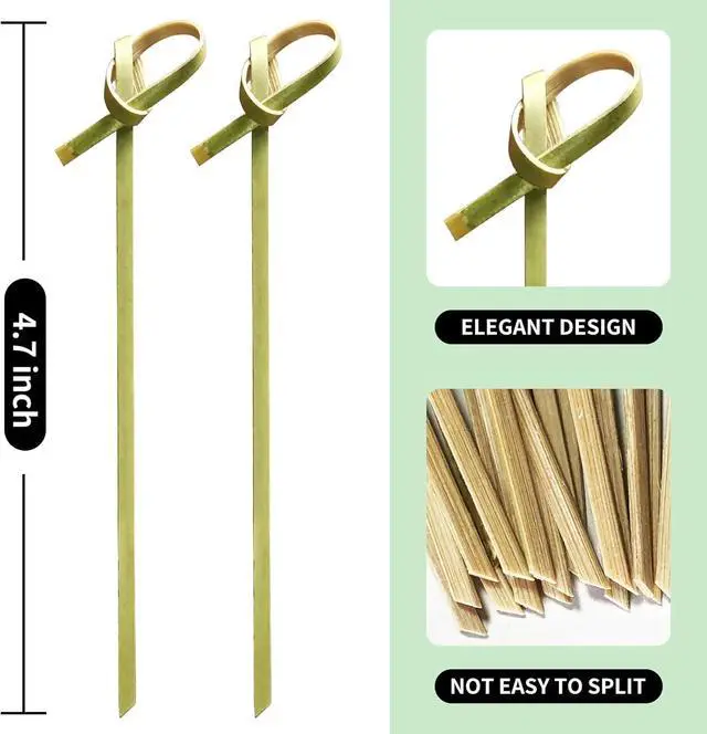 Alt view image 2 of 7 - 300PCS Cocktail Picks Bamboo Skewers for Appetizers, 4.7 Inch Toothpicks for Appetizers, Natural Bamboo Knot Skewers, Food Picks, Fancy Tooth Picks for Drinks,Barbecue Snacks, Sandwiches