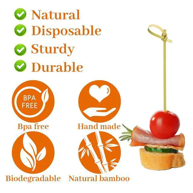 Alt view image 4 of 7 - 1000 Pcs Bamboo Cocktail Picks 4.13" Fancy Toothpicks for Appetizers, Food Pick Decorative Bamboo Knot Skewers Cocktail Sticks for Drinks Garnish Sticks Party Bar Snacks Sandwiches