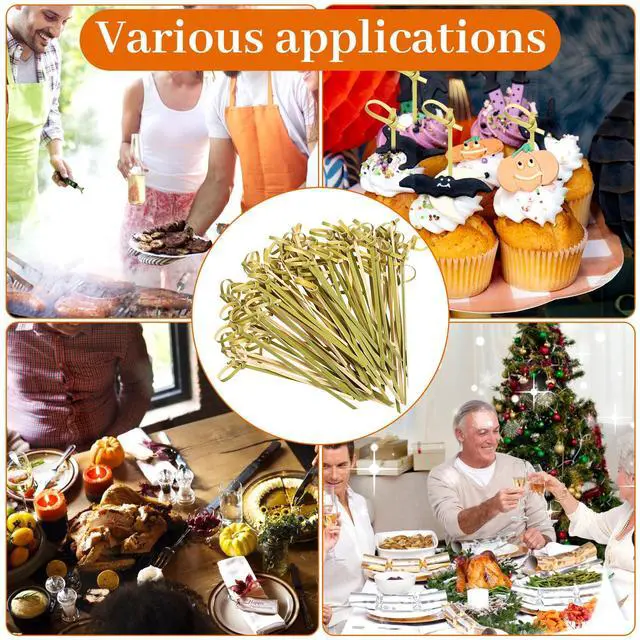 Alt view image 7 of 7 - 1000 Pcs Bamboo Cocktail Picks 4.13" Fancy Toothpicks for Appetizers, Food Pick Decorative Bamboo Knot Skewers Cocktail Sticks for Drinks Garnish Sticks Party Bar Snacks Sandwiches