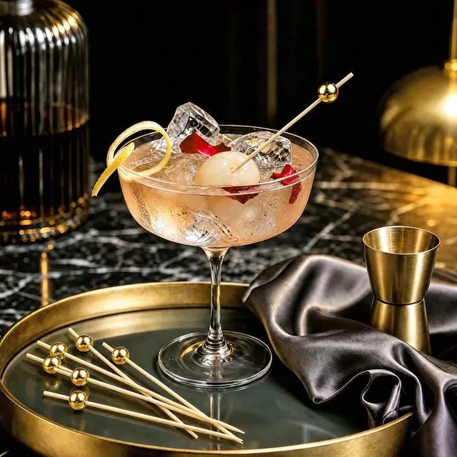 Alt view image 3 of 7 - 600 Pcs Cocktail Picks, Fancy Toothpicks for Appetizers Drinks Food Fruit, 4.7 Inch Long Decorative Bamboo Skewers, Gold Pearl Garnish Sticks for Charcuterie Boards Accessories Party Supplies, Gold