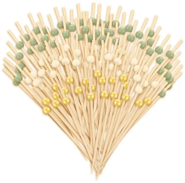 Main image of 150 Pcs Cocktail Pick 4.7" Toothpick for Appetizer, Sage Green | Sandwich Skewer Bamboo Food Charcuterie Pick Martini Stick Garnish Party Bar Catering Accessory Baby Shower Wedding Party