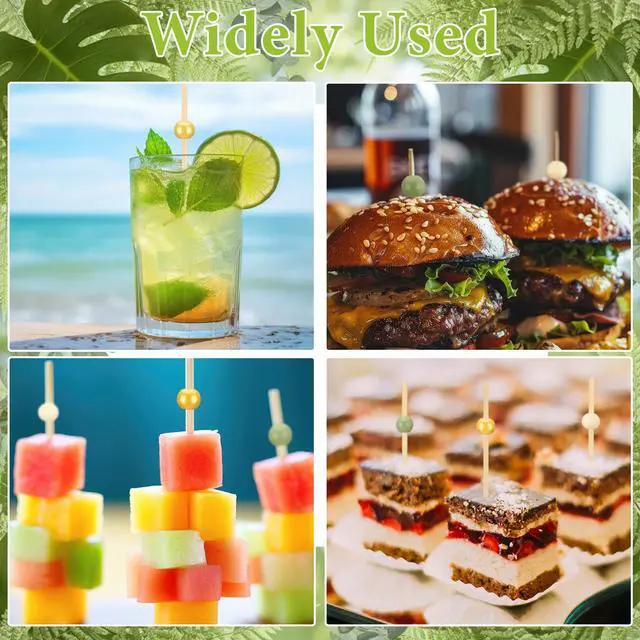 Alt view image 6 of 6 - 150 Pcs Cocktail Pick 4.7" Toothpick for Appetizer, Sage Green | Sandwich Skewer Bamboo Food Charcuterie Pick Martini Stick Garnish Party Bar Catering Accessory Baby Shower Wedding Party