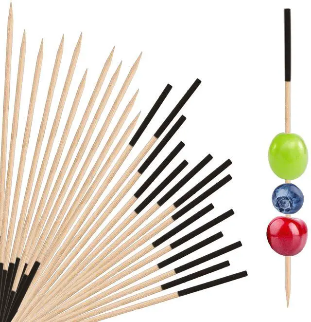 Main image of 200 Pack Black Toothpicks, 4.7 Inch Natural Bamboo Cocktail Picks | Fancy Toothpicks for Cake Dessert Food Valentines Wedding Birthday Party Decoration