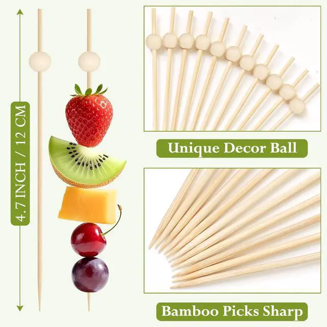 Alt view image 2 of 7 - 1000 Pieces Cocktail Picks, 4.7 Inch Wooden Fancy Toothpicks for Appetizers food Drinks, Decorative Long Appetizer Skewers Food Picks for Charcuterie Boards Accessories Party Supplies