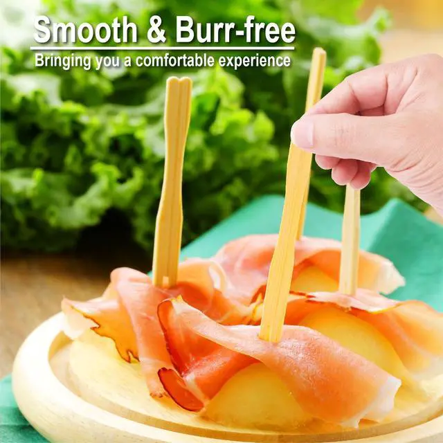 Alt view image 2 of 7 - 400PCS Bamboo Appetizer Forks, Fancy Toothpicks for Appetizers - 3.5 Inch | Mini Bamboo Forks for Charcuterie Boards Accessories, Disposable Wooden Cocktail Fork, Small Fruit Food Picks