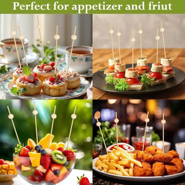 Alt view image 7 of 7 - 1000 Pieces Cocktail Picks, 4.7 Inch Wooden Fancy Toothpicks for Appetizers food Drinks, Decorative Long Appetizer Skewers Food Picks for Charcuterie Boards Accessories Party Supplies