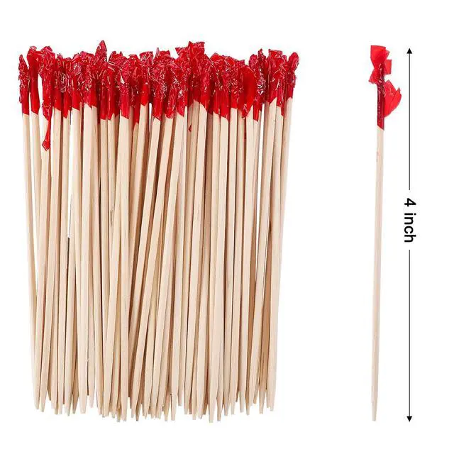 Alt view image 2 of 6 - 4 Inch Wood Frill Picks Toothpicks,1200 Pcs Cocktail Picks Sandwiches Picks | Colored Fancy Toothpicks for Appetizers,Cocktail Skewers Toothpicks for Fruit,Appetizers,Party
