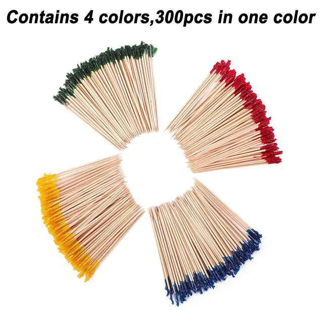 Alt view image 3 of 6 - 4 Inch Wood Frill Picks Toothpicks,1200 Pcs Cocktail Picks Sandwiches Picks | Colored Fancy Toothpicks for Appetizers,Cocktail Skewers Toothpicks for Fruit,Appetizers,Party