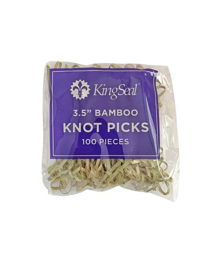 Alt view image 3 of 7 - 200 Count | KingSeal Bamboo Wood Flower Knot Picks, Skewers, 3.5 Inches, Perfect for Cocktails and Appetizers - 2 Packs of 100 Count