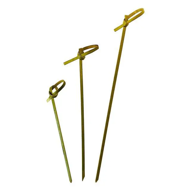 Alt view image 7 of 7 - 200 Count | KingSeal Bamboo Wood Flower Knot Picks, Skewers, 3.5 Inches, Perfect for Cocktails and Appetizers - 2 Packs of 100 Count