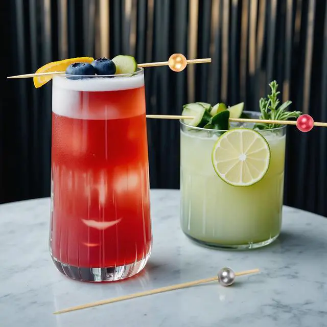 Alt view image 7 of 7 - 1000 Pcs Cocktail Picks Fancy Toothpicks for Appetizers 4.7'' Long | Colorful Ball Skewers for Drinks, Fruit, Charcuterie Food Bamboo Stick Wedding Party Decor