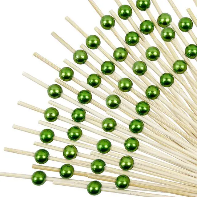 Main image of 200Pcs Green Decorative Cocktail Picks, 4.7 Inch Fancy Cocktail Toothpicks for Appetizers Picks Long Decorative Skewers for Food Drinks Charcuterie Party Decorations