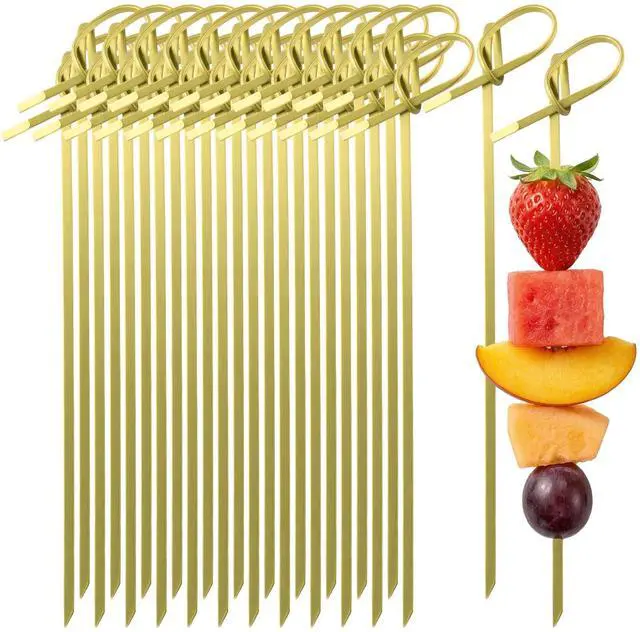 Main image of Bamboo Cocktail Picks - 4.7 Inch Natural Bamboo Knot Skewers, Food Picks, Bamboo-Skewers Toothpicks Fancy Knot Appetizer Skewers for Drinks, Fruit, Party Supplies (100 Pcs)