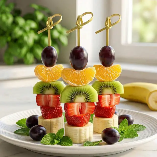 Alt view image 6 of 6 - Bamboo Cocktail Picks - 4.7 Inch Natural Bamboo Knot Skewers, Food Picks, Bamboo-Skewers Toothpicks Fancy Knot Appetizer Skewers for Drinks, Fruit, Party Supplies (100 Pcs)
