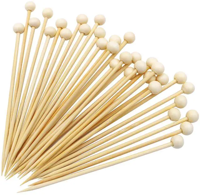 Main image of 4.7 in 200PCS Wooden Ball Food Cocktail Picks Food Skewers Bamboo Picks for Charcuterie, Appetizers, & Cocktail Picks For Parties