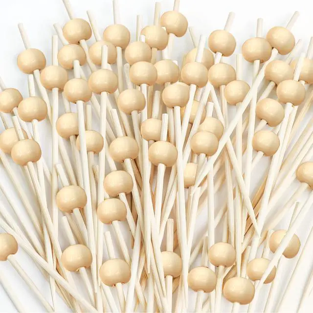 Main image of Wooden Cocktail Picks with Beads,200 Pcs 4.7 Inch Natural Bamboo Appetizer Skewers for Charcuterie, Fruit Kabobs, Party Food