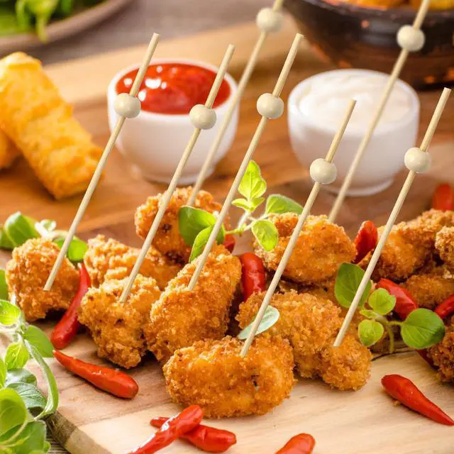 Alt view image 4 of 5 - Wooden Cocktail Picks with Beads,200 Pcs 4.7 Inch Natural Bamboo Appetizer Skewers for Charcuterie, Fruit Kabobs, Party Food