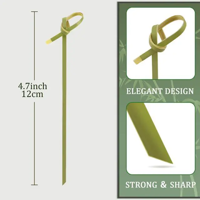 Alt view image 2 of 6 - 100 Pcs Cocktail Picks 4.7 Inch Bamboo Skewers for Appetizers, Natural Bamboo Knot Skewers for Party Drinks Food Fruit Charcuterie Boards Accessories